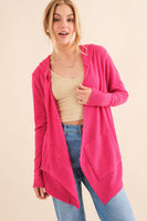 And The Why Full Size Thermal Hooded Open Front Cardigan with Pockets