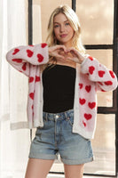 ADORA Fuzzy Heart Button Down Cardigan