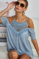 BiBi Front Crochet Lace Adjustable Strap Top