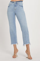 RISEN Full Size High Rise Raw Edge Crop Jeans