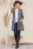 Celeste Full Size Leopard Open Front Contrast Cardigan