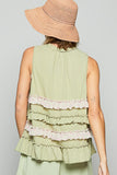 POL Ruffled Open Front Sleeveless Cardigan