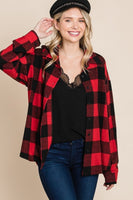 Super Lady Plaid Button Up Long Sleeve Shirt