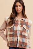 Annie Wear Faux Fur Plaid Button Up Jacket