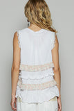 POL Ruffled Open Front Sleeveless Cardigan