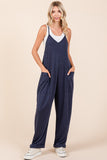 Mittoshop Patch Pocket Wide Leg Sleeveless Jumpsuit