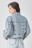 RISEN Full Size Button Down Cropped Denim Jacket