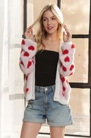 ADORA Fuzzy Heart Button Down Cardigan