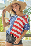 BiBi American Flag Theme Short Sleeve T-Shirt