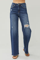 RISEN Full Size High Rise Distressed Wide Leg Jeans