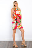 Be Stage Full Size Floral Sleeveless Mini Dress with Pockets