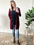 12.1 Open Front Cardigan In Buffalo Plaid