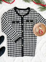 12.1 Black & White Houndstooth Knit Jacket In Christmas Carol