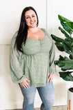 12.8 Sweetheart Babydoll Blouse In Sage Florals