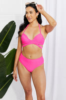 Marina West Swim Summer Splash Halter Bikini Set in Pink