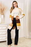 Woven Right Color Block Dropped Shoulder Cardigan