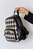 David Jones Argyle Pattern PU Leather Backpack